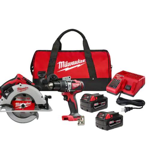 NEW! - Milwaukee M18 18V Lithium-Ion Brushless Cordless Hammer Drill and Circular Saw Combo Kit (2-Tool) with Two 4.0 Ah Batteries