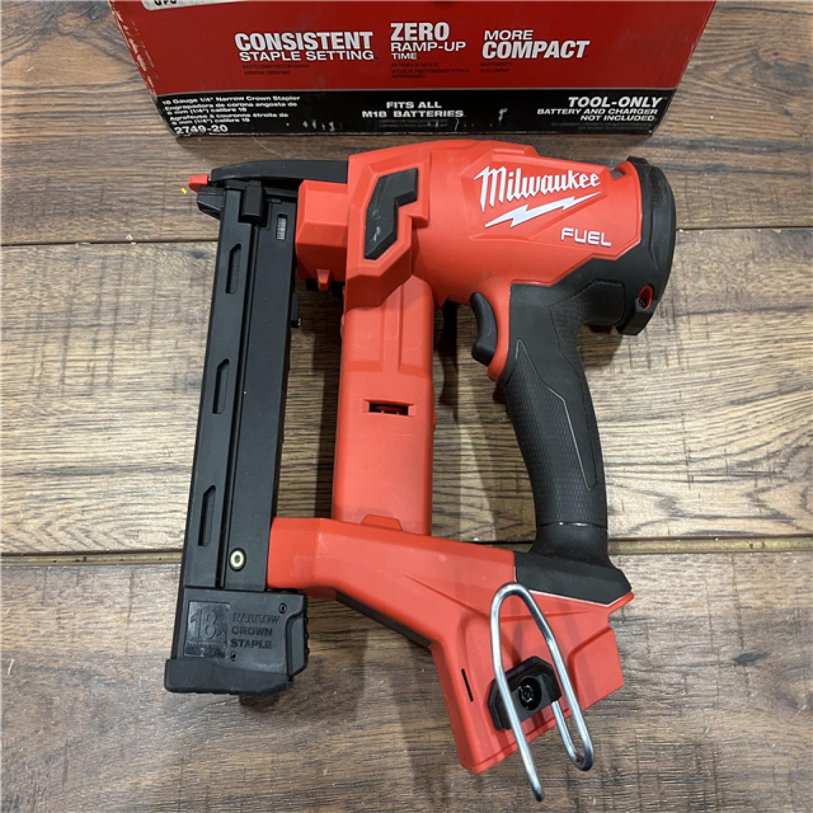 AS-IS MILWAUKEE M18 FUEL 18-Volt Lithium-Ion Brushless Cordless 18-Gauge 1/4 in. Narrow Crown Stapler (Tool-Only)