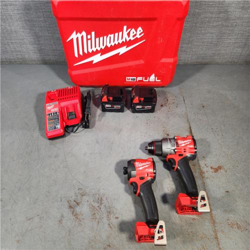 HOUSTON LOCATION - AS-IS (APPEARS LIKE NEW) Milwaukee M18 FUEL 18V Lithium-Ion Brushless Cordless Hammer Drill and Impact Driver Combo Kit (2-Tool) with 2 Batteries