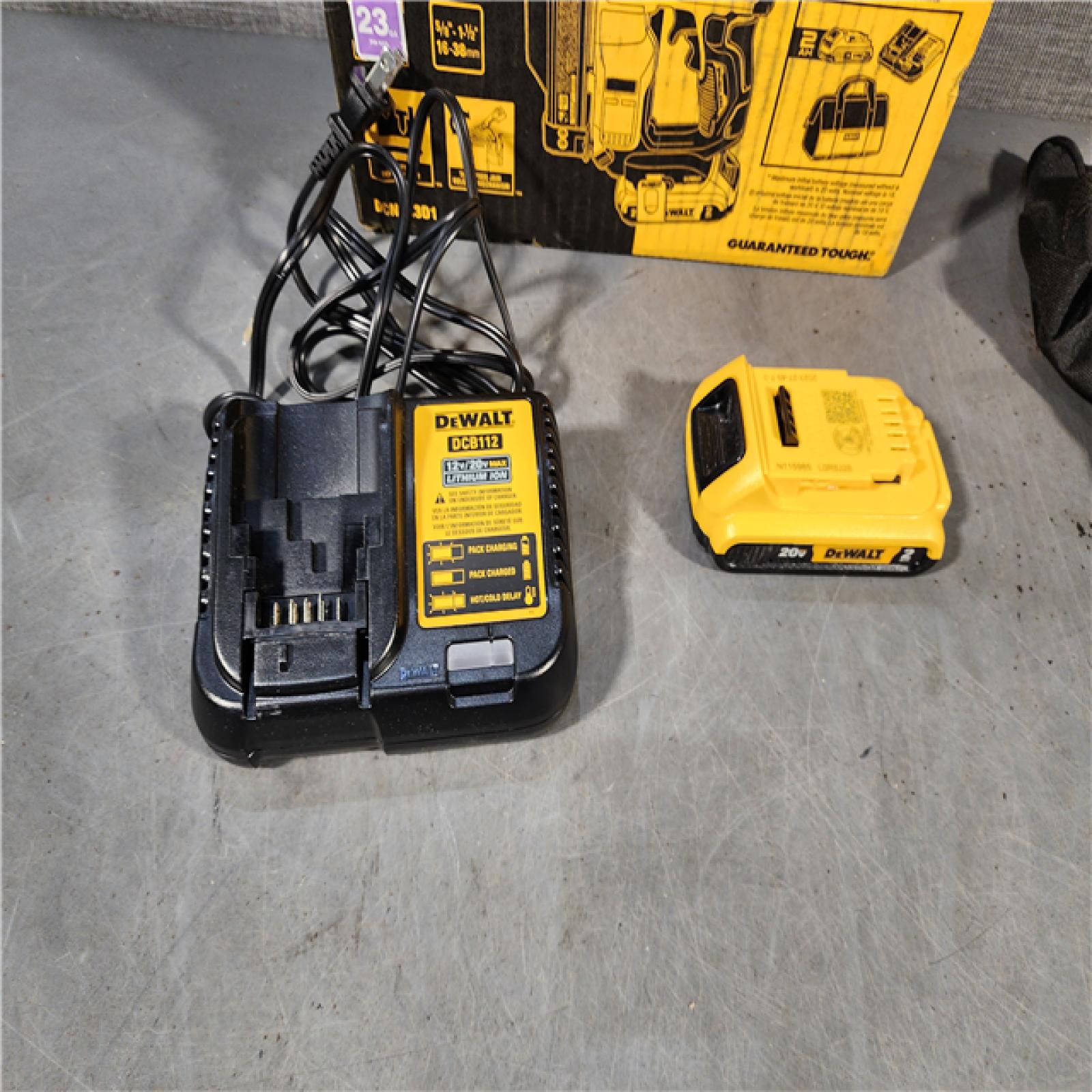 HOUSTON LOCATION - AS-IS DEWALT ATOMIC 20V MAX Lithium Ion Cordless 23 Gauge Pin Nailer Kit with 3.0Ah Battery and Charger