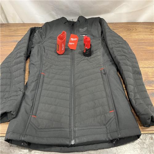 AS IS Milwaukee M12 12V Womens Heated Axis Jacket with Battery, Black, Size Medium - F102B-21M