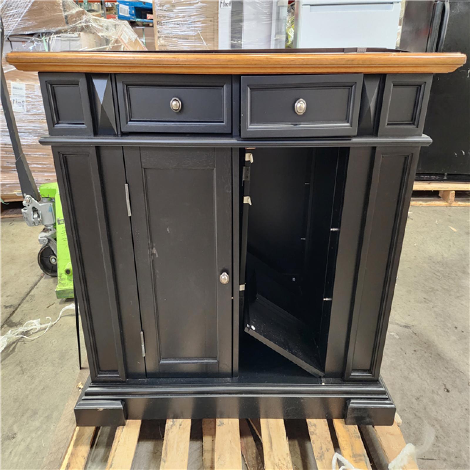 Phoenix Location HOMESTYLES Americana Black Kitchen Island With Drop Leaf