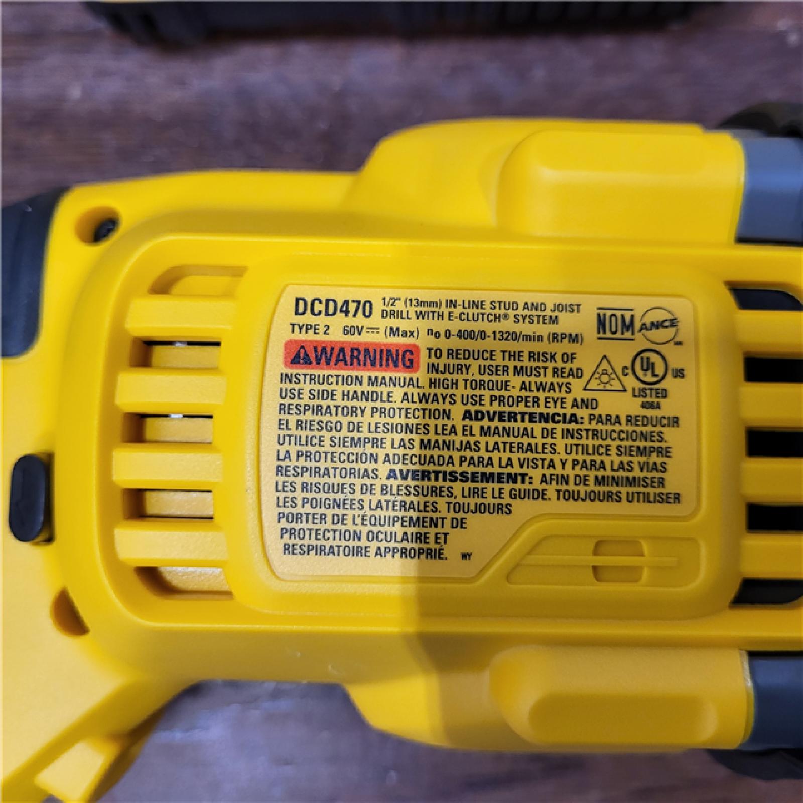 AS-IS DeWalt 60V 1/2  in-Line Handle Cordless Drill