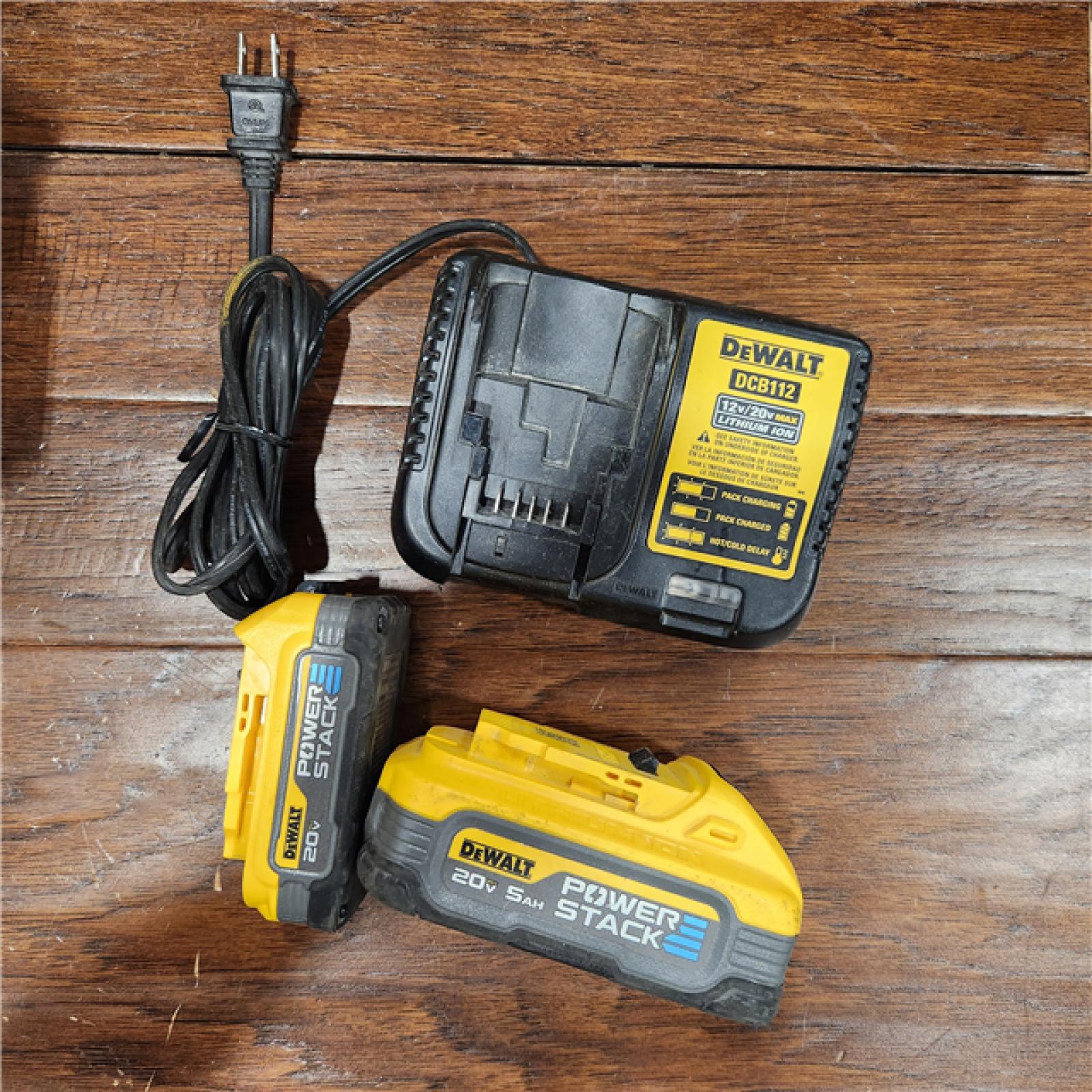 AS-IS DeWalt 20V MAX POWERSTACK DCBP315-2C Lithium-Ion 1.7Ah and 5Ah Battery and Charger Starter Kit 3 Pc