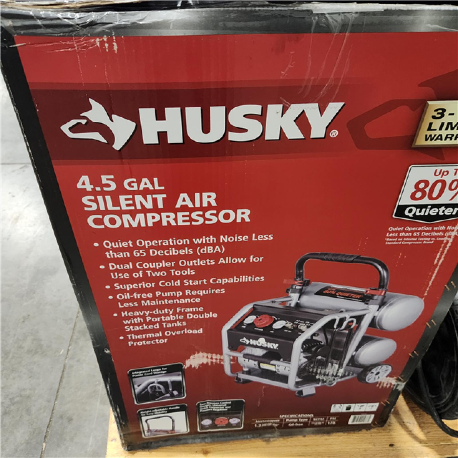 DALLAS LOCATION - AS-IS Husky 4.5 Gal. 175 PSI Portable Electric Quiet Air Compressor