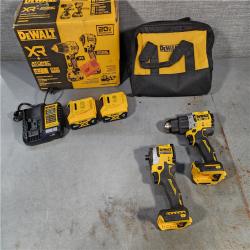 HOUSTON LOCATION - AS-IS DEWALT 20V MAX XR Hammer Drill and ATOMIC Impact Driver 2 Tool Cordless Combo Kit with (2) 4.0Ah Batteries, Charger, and Bag