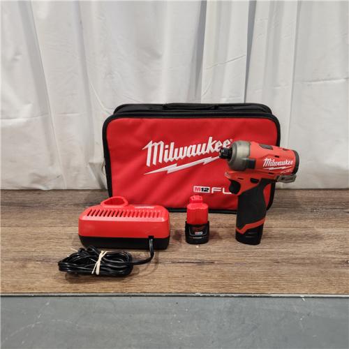 AS IS M12 FUEL SURGE 12V Lithium-Ion Brushless Cordless 1/4 in. Hex Impact Driver Compact Kit W/Two 2.0Ah Batteries, Bag