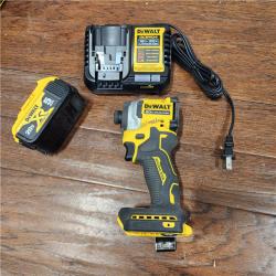 AS-IS ATOMIC 20V MAX Lithium-Ion Cordless 1/4 in. Brushless Impact Driver Kit, 5 Ah Battery, Charger, and Bag