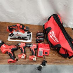 AS-IS Milwaukee M18 18-Volt Lithium-Ion Brushless Cordless Combo Kit (4-Tool) with 2-Batteries, 1-Charger and Tool Bag