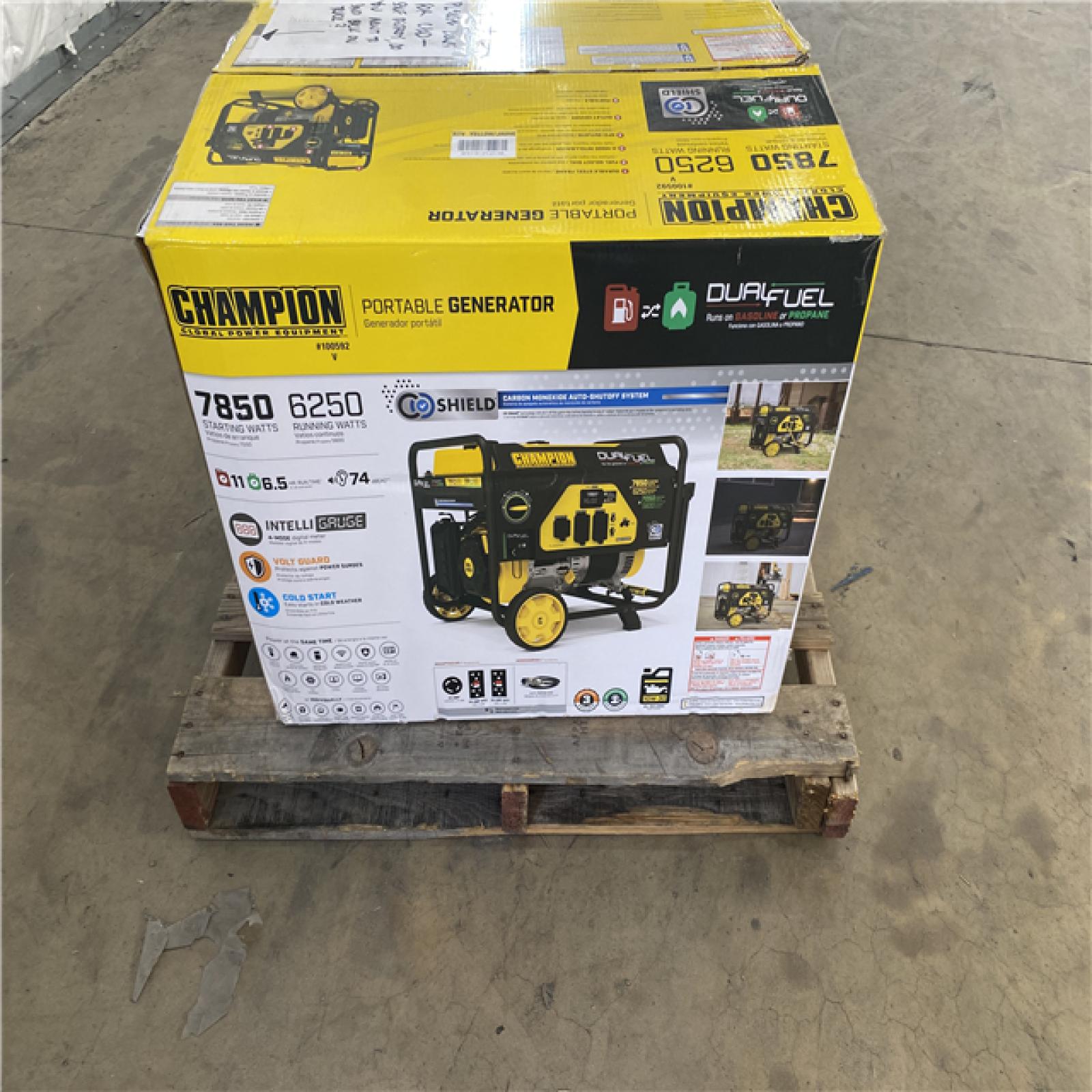 Houston Location - AS-IS Champion Global Power Equipment 7850 Starting Watt 6250 Running Watt and 5,300 Starting Watt 4,250 Running Watt Generator