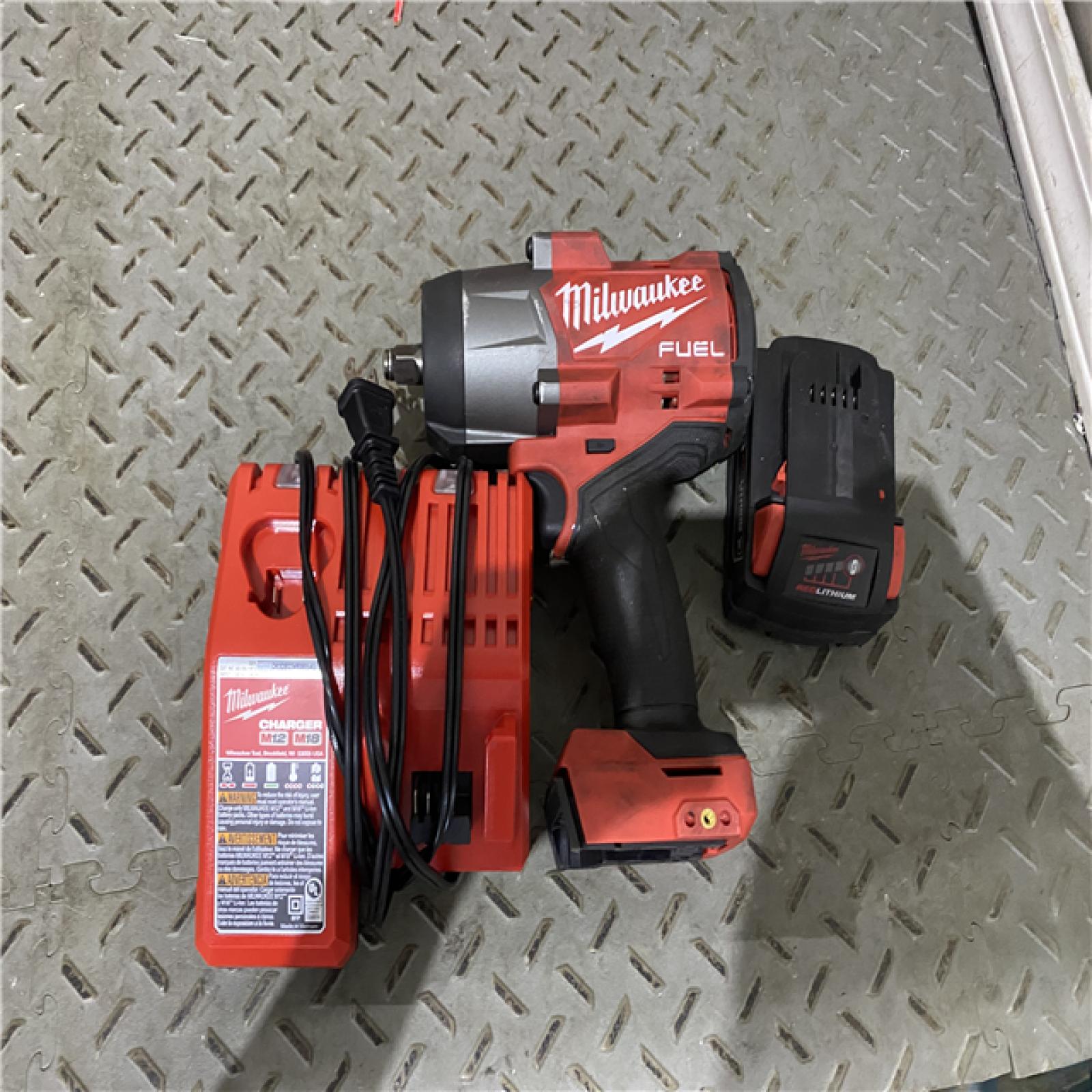 Houston location AS-IS Milwaukee 2967-21B M18 FUEL 1/2 High Torque Impact Wrench W/ Friction Ring 5.0Ah Kit