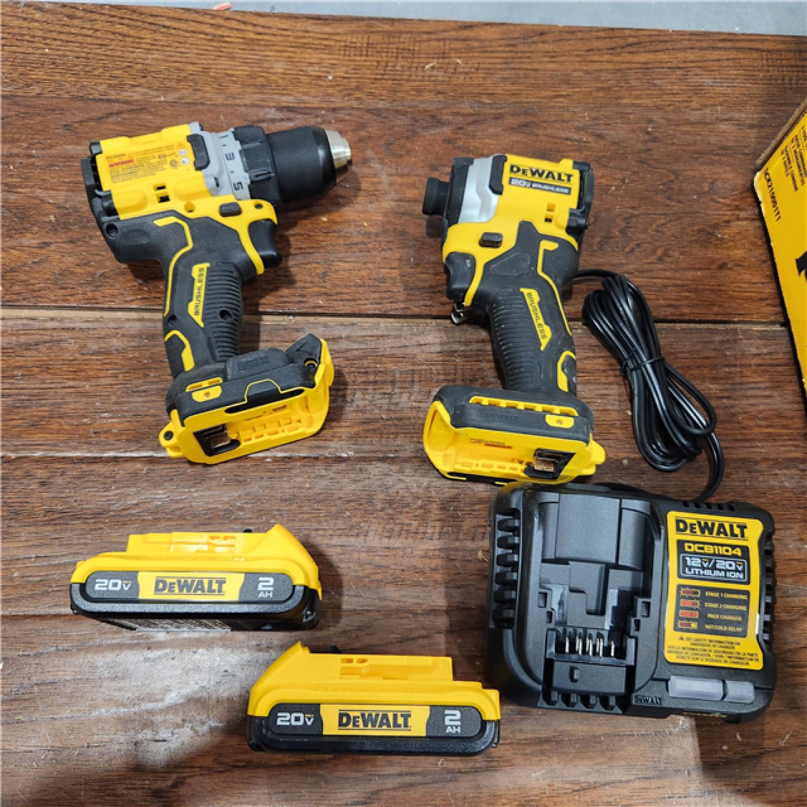 AS-IS 20V MAX XR Cordless Drill/Driver, ATOMIC Impact Driver 2 Tool Combo Kit, (2) 2.0Ah Batteries, Charger, and Bag