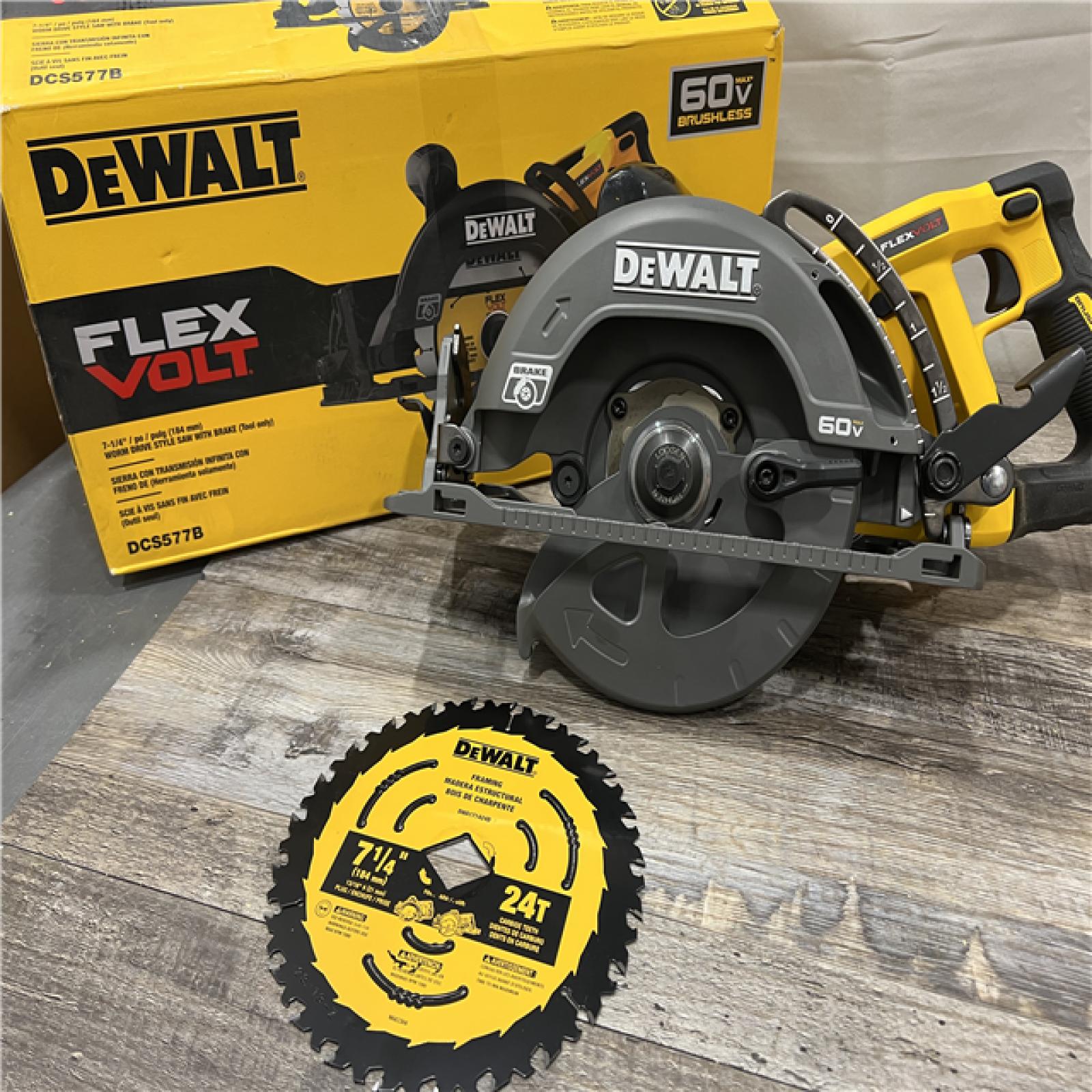 AS-IS DEWALT FLEXVOLT 60V MAX Cordless Brushless 7-1/4 in. Wormdrive Style Circular Saw (Tool Only)