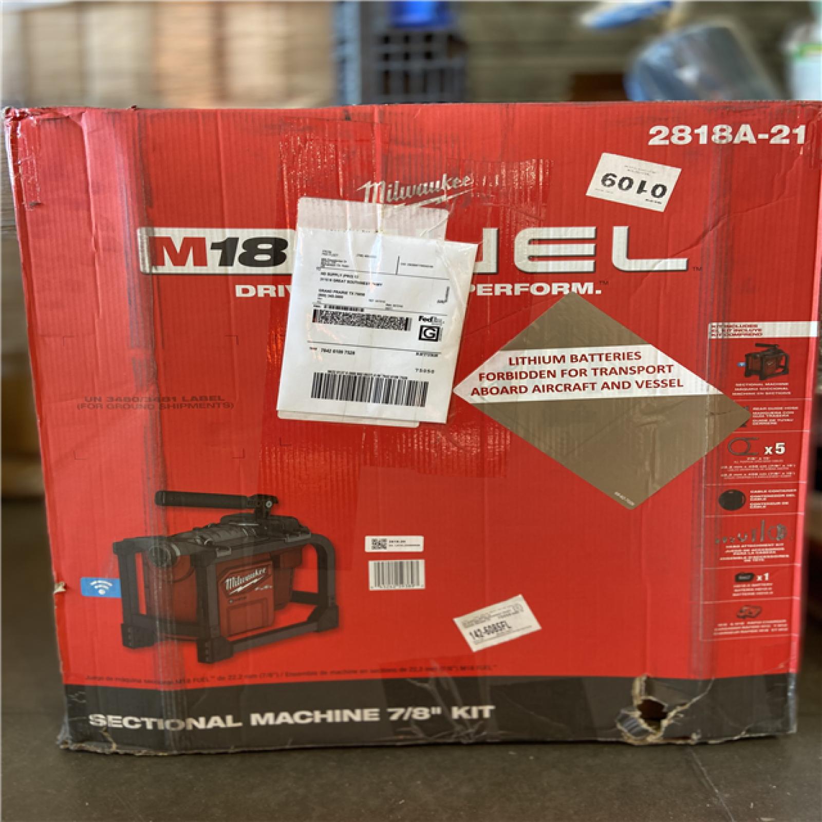 DALLAS LOCATION -Milwaukee M18 FUEL Cordless Drain Cleaning Sewer Sectional Machine Kit with 7/8 in. Cable with Attachments