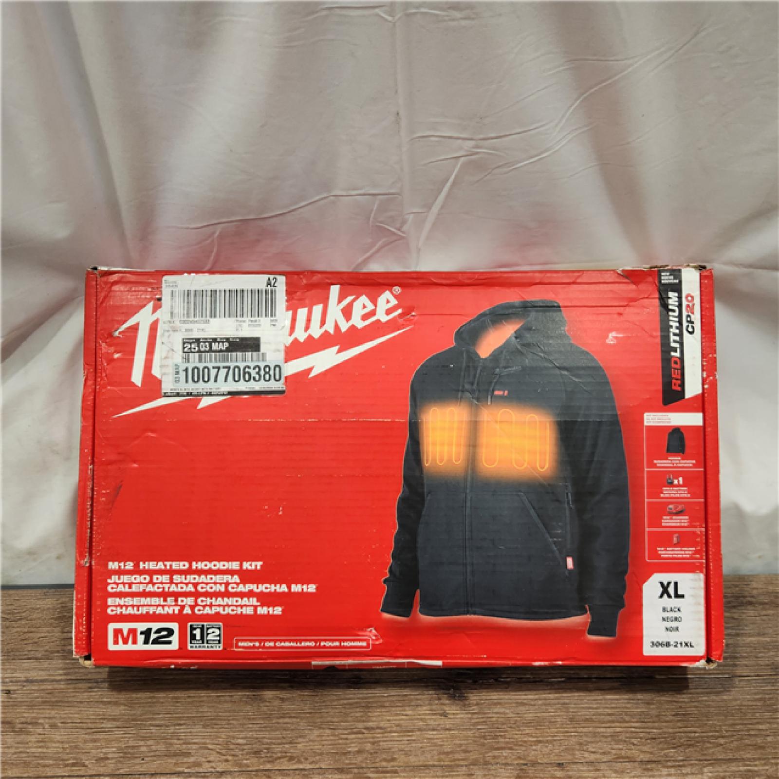 AS-IS Milwaukee M12 Lithium-Ion Cordless Black Heated Jacket Hoodie Kit (X-Large)