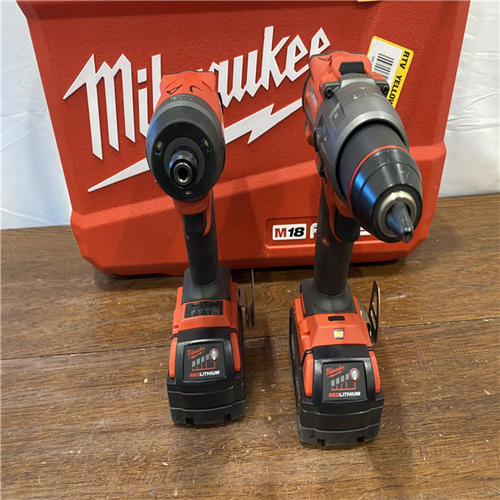 AS-ISMilwaukee M18 FUEL 18V Lithium-Ion Brushless Cordless Hammer Drill and Impact Driver Combo Kit (2-Tool) with 2 Batteries