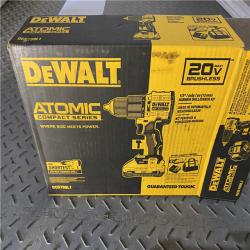 Houston location AS-IS DEWALT ATOMIC 20-Volt Lithium-Ion Cordless 1/2 in. Compact Hammer Drill with 3.0Ah Battery, Charger and Bag