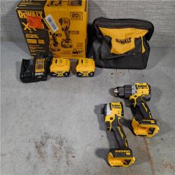 HOUSTON LOCATION - AS-IS DEWALT 20V MAX XR Hammer Drill and ATOMIC Impact Driver 2 Tool Cordless Combo Kit with (2) 4.0Ah Batteries, Charger, and Bag