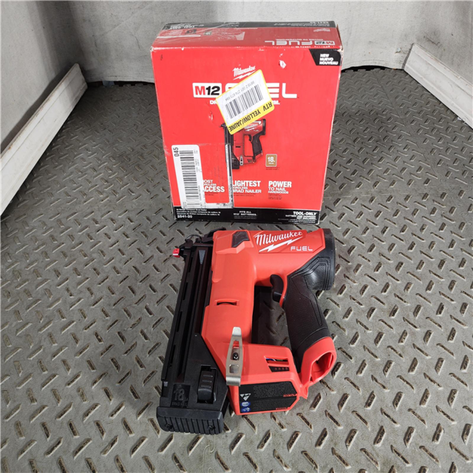 HOUSTON LOCATION - AS-IS M12 FUEL 12-Volt Lithium-Ion Brushless Cordless 18-Guage Compact Brad Nailer (Tool Only)