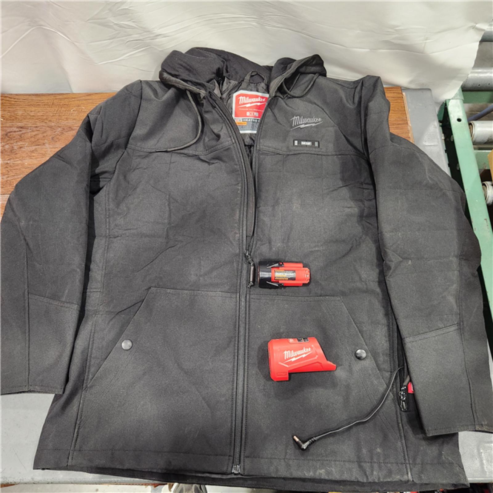 AS-IS Milwaukee M12 Lithium-Ion Cordless Black Heated Jacket Hoodie Kit (X-Large)