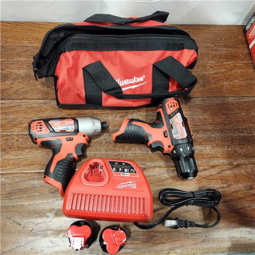 AS-IS M12 12V Lithium-Ion Cordless Drill Driver/Impact Driver Combo Kit with Two 1.5Ah Batteries, Charger and Bag (2-Tool)