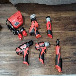 CALIFORNIA NEW MILWAUKEE M12 5-TOOL COMBO KIT (2 BATTERIES, 1 CHARGER, AND BAG INCLUDED)