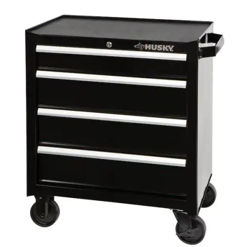 DALLAS LOCATION - Husky 26.5 in. W x 18 in. D Standard Duty 4-Drawer Rolling Tool Cabinet in Gloss Black PALLET -(2 UNITS)