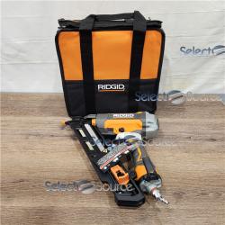 AS-IS Ridgid 15-Gauge 2-1/2 in. Angled Finish Nailer with CLEAN DRIVE Technology, Tool Bag and Sample Nails