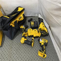 Houston location AS-IS DEWALT 20V Lithium-Ion Cordless Brushless 4 Tool Combo Kit with (2) 5.0Ah Batteries and Charger