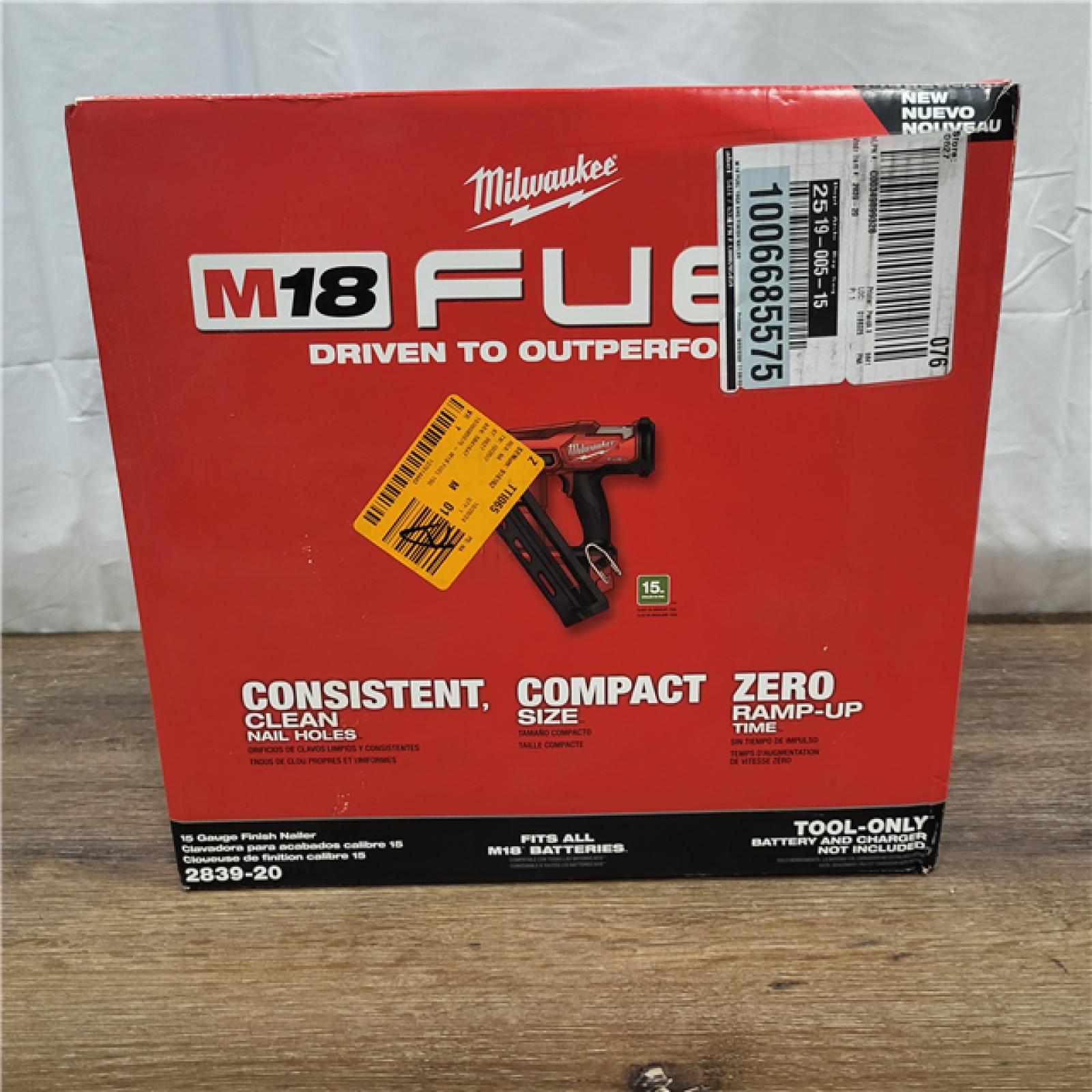 AS-IS Milwaukee 2839-20 M18 FUEL 15 Ga. 18 Volt Brushless Angled Finish Nailer