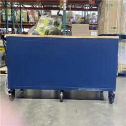 DALLAS LOCATION- Husky Tool Storage Heavy Duty 84 in. W x 24 in. D Matte Blue Mobile Workbench Cabinet