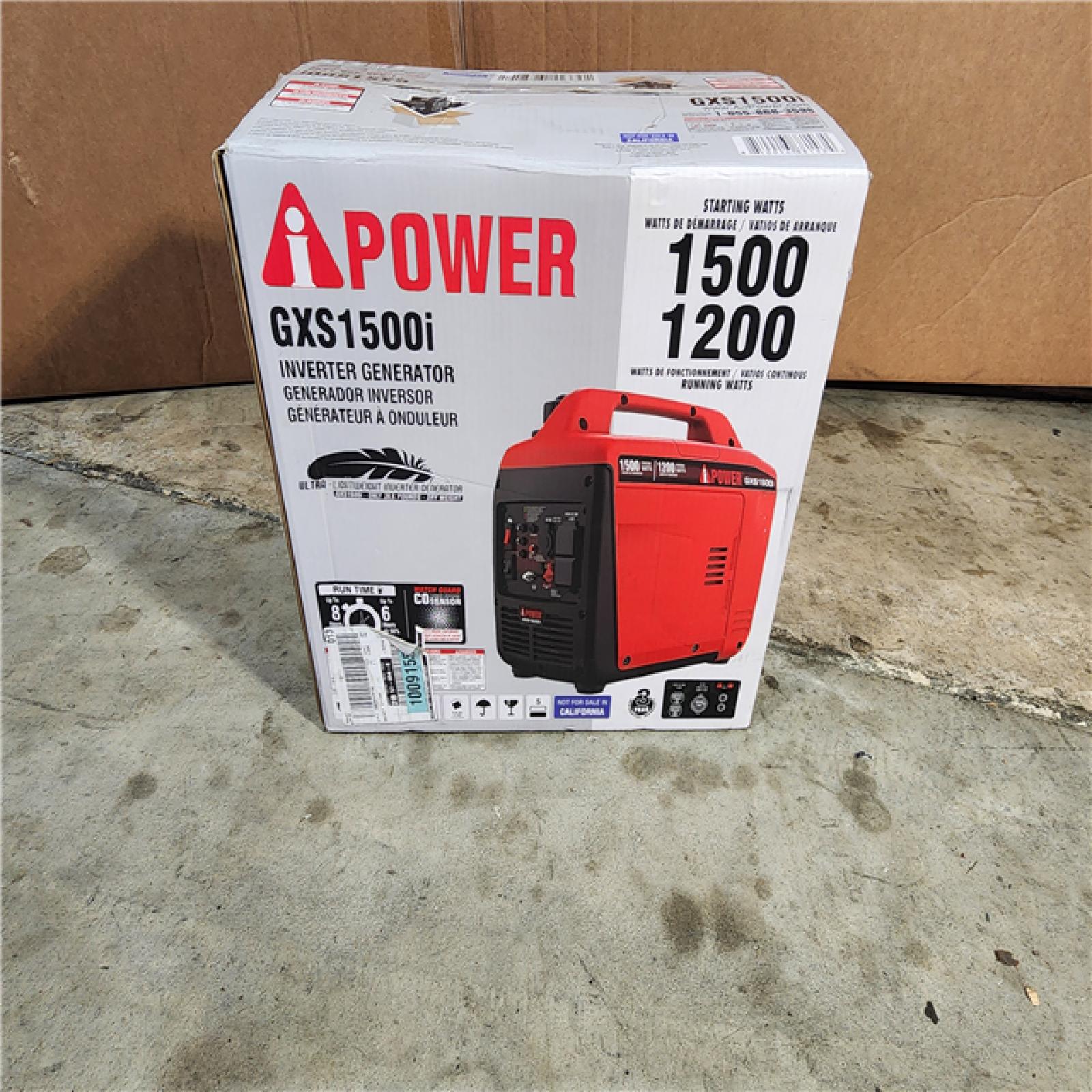 HOUSTON LOCATION - AS-IS 1500-Watt Recoil Start Gasoline Powered Ultra-Light Inverter Generator with 60cc OHV Engine and CO Sensor Shutdown