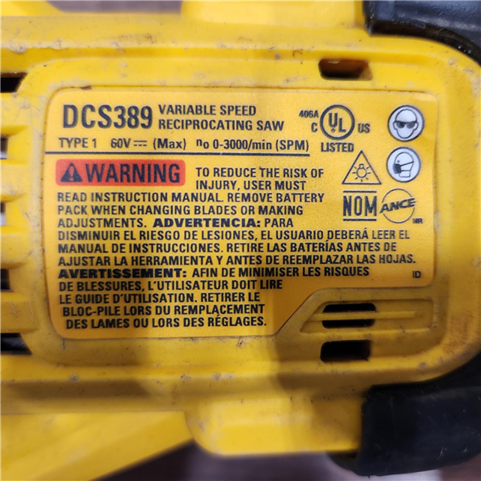 AS-IS DeWalt 20V MAX Lithium Ion Cordless Brushless Reciprocating Saw with FLEXVOLT ADVANTAGE (Tool Only)