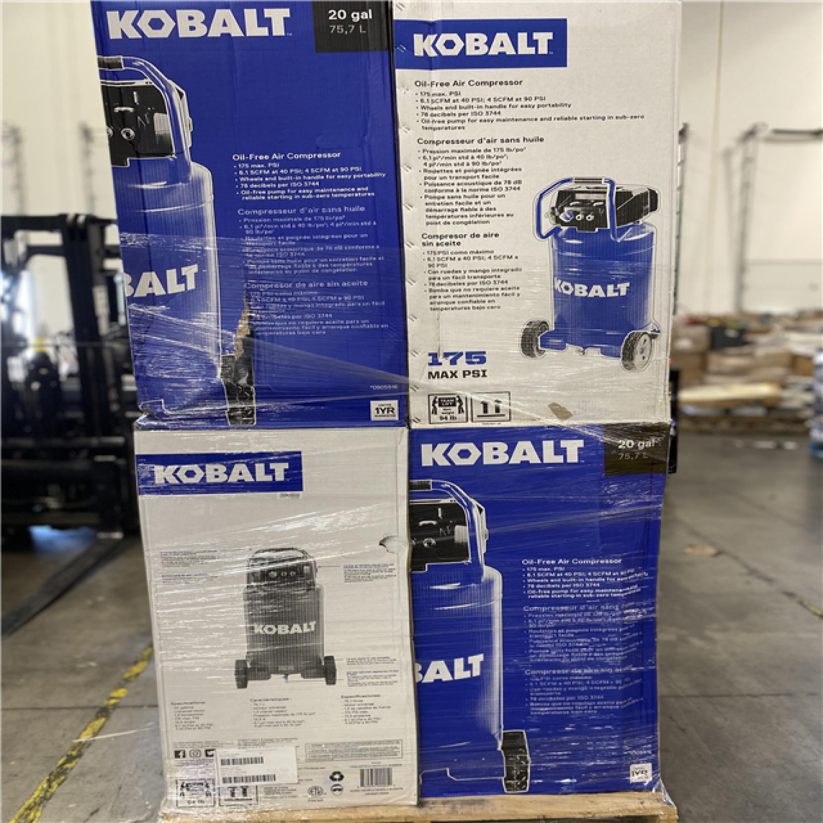 DALLAS LOCATION - Kobalt 20-Gallon Portable Electric 175 PSI Vertical Air Compressor PALLET - (8 UNITS)