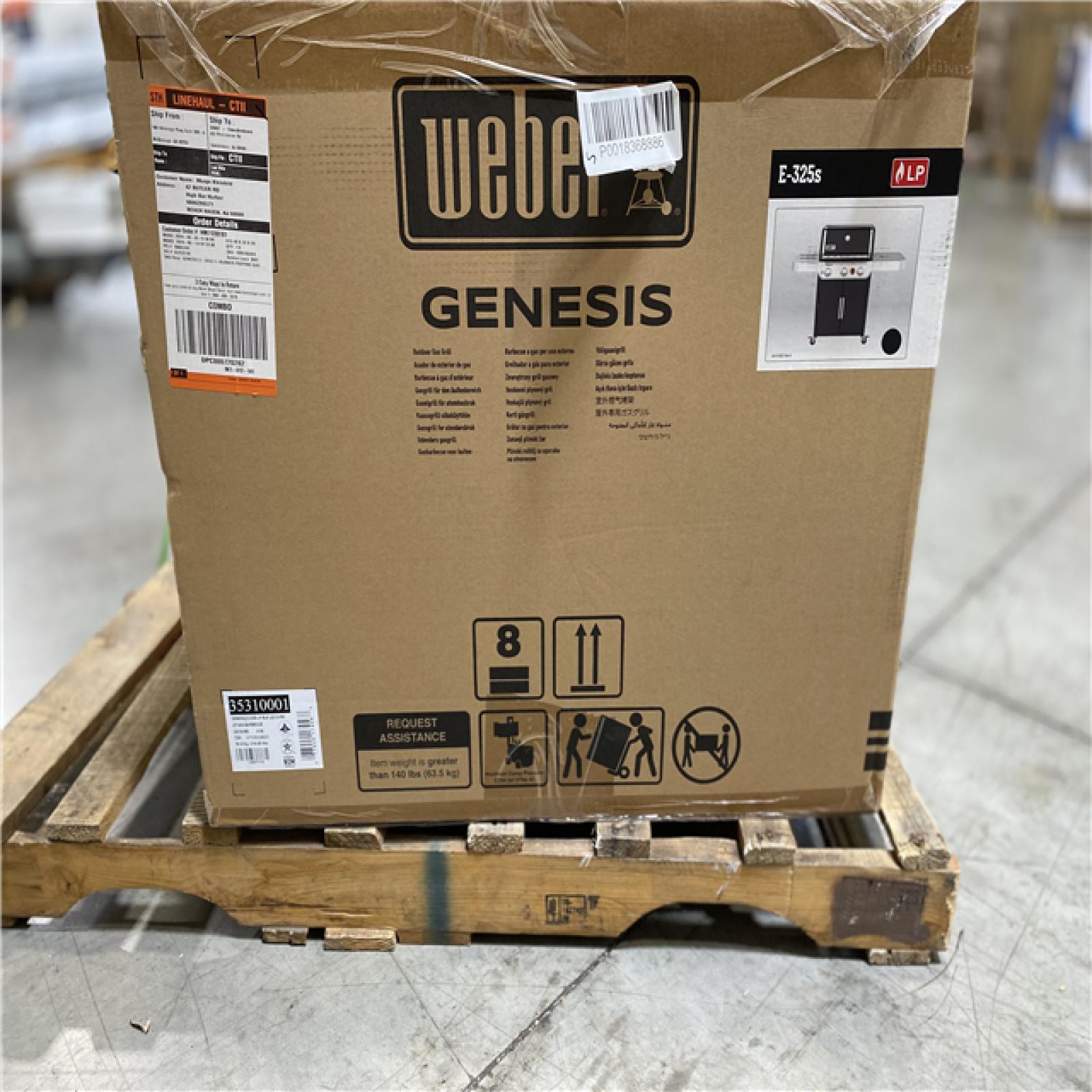 DALLAS LOCATION - Weber Genesis E-325s 3-Burner Liquid Propane Gas Grill in Black with Built-In Thermometer