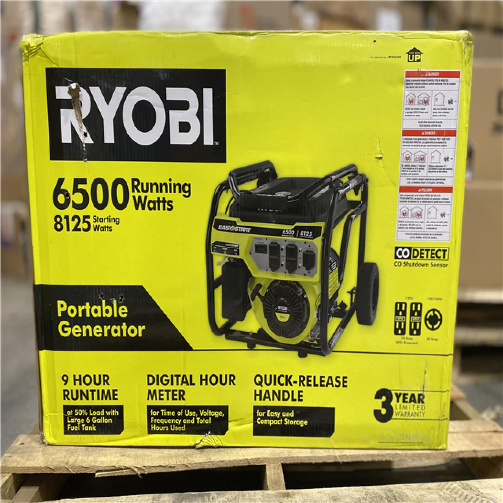 DALLAS LOCATION -RYOBI 6,500-Watt Gasoline Powered Portable Generator with CO Shutdown Sensor