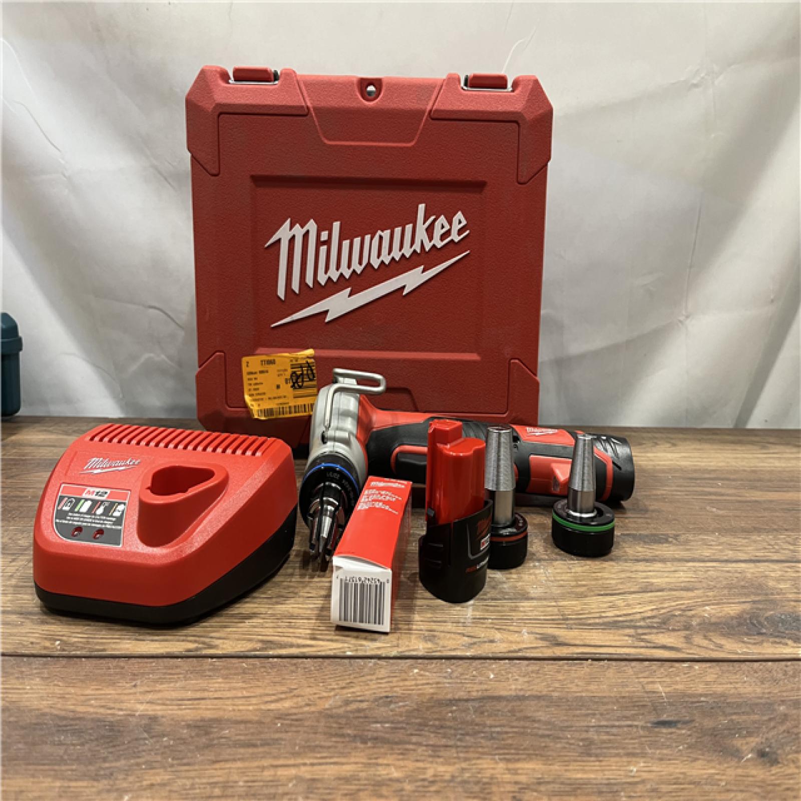 AS-IS MILWAUKEE M12 12-Volt Lithium-Ion Cordless PEX Expansion Tool Kit with (2) 1.5 Ah Batteries, (3) Expansion Heads and Hard Case