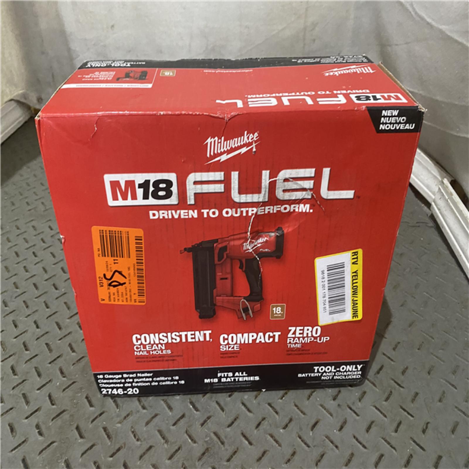 Houston location AS-IS Milwaukee M18 Fuel 18V Brushless 18-Gauge Brad Nailer 2746-20 (Bare Tool)