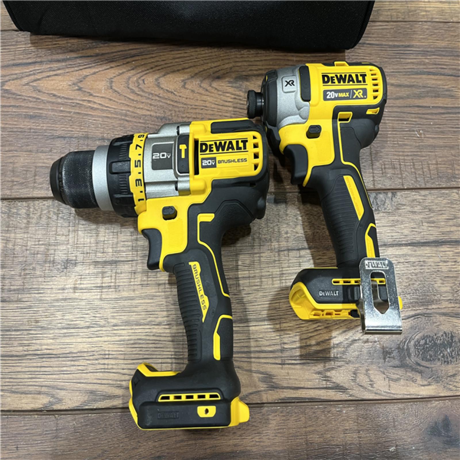 AS-IS DEWALT 20V MAX Cordless Brushless Hammer Drill/Driver 2 Tool Combo Kit with FLEXVOLT ADVANTAGE