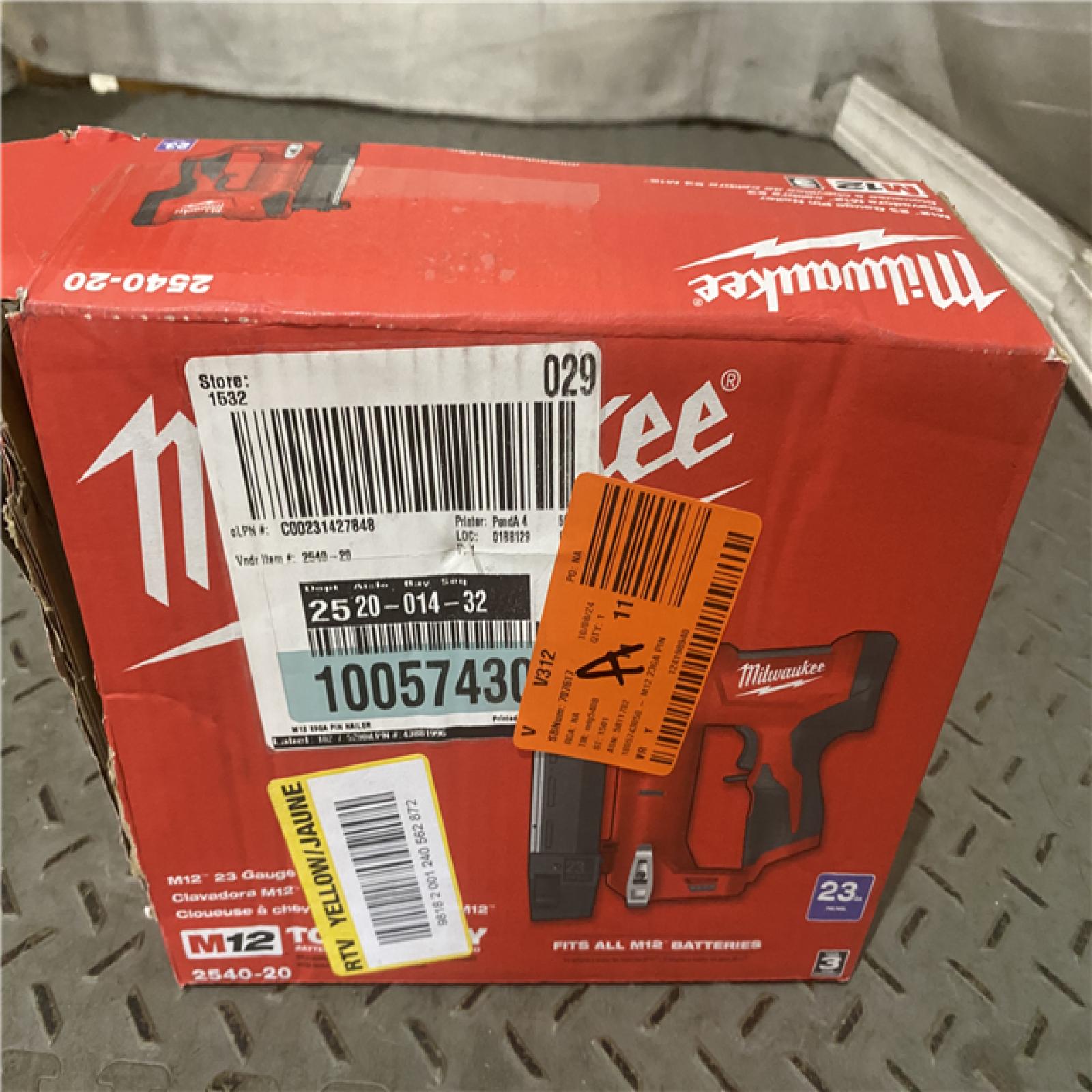 Houston location AS-IS Milwaukee 2540-20 12V 23 Gauge Cordless Pin Nailer (Tool Only)