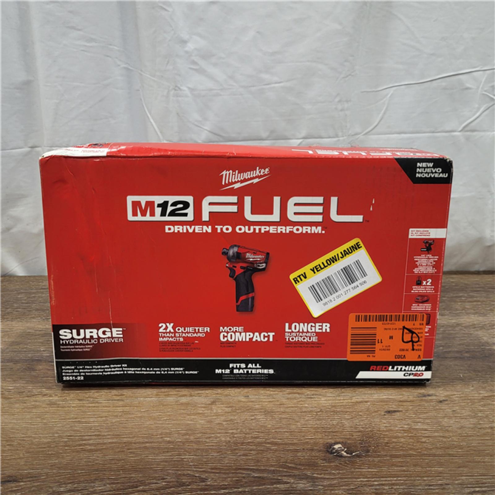 AS-IS M12 FUEL SURGE 12V Lithium-Ion Brushless Cordless 1/4 in. Hex Impact Driver Compact Kit W/Two 2.0Ah Batteries, Bag