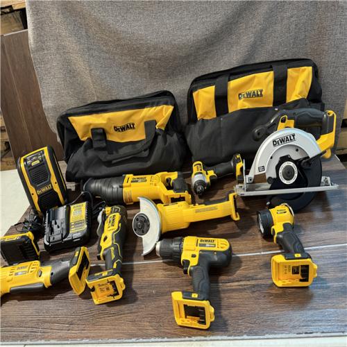 California AS-IS DeWalt 9-Tool Combo Kit, includes (2) bags, (1) Battery & Charger