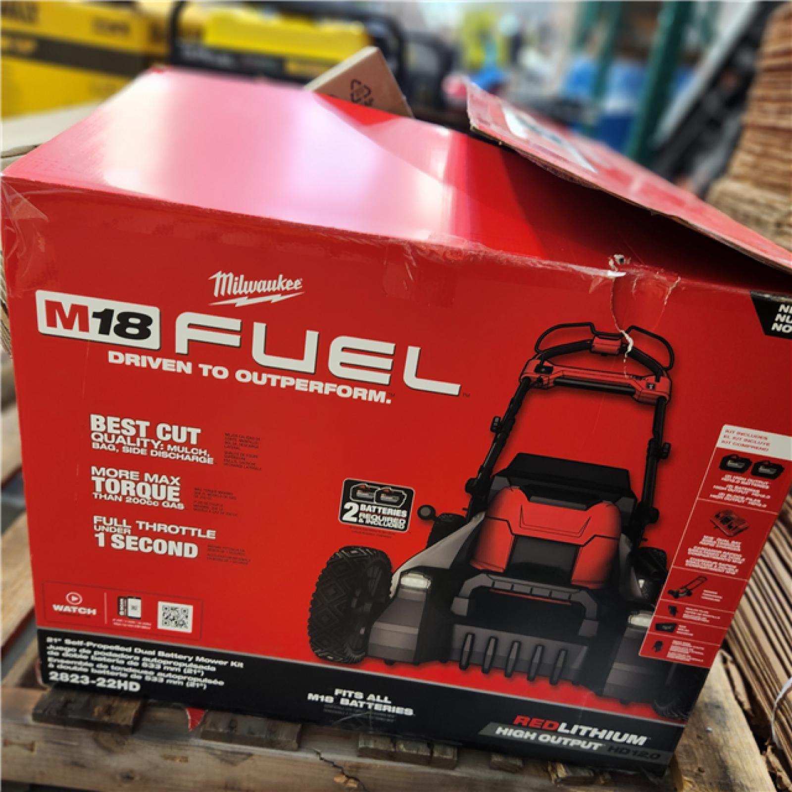 Dallas Location - As-Is Milwaukee M18 FUEL Brushless Cordless 21 in. Mower w/(2) 12.0Ah Battery and Rapid Charger-Appears Like New Condition