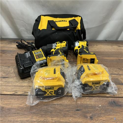 AS-IS DEWALT 20V MAX XR Hammer Drill and ATOMIC Impact Driver 2 Tool Cordless Combo Kit with (2) 4.0Ah Batteries, Charger, and Bag