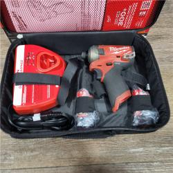 AS-IS M12 FUEL SURGE 12V Lithium-Ion Brushless Cordless 1/4 in. Hex Impact Driver Compact Kit W/Two 2.0Ah Batteries, Bag