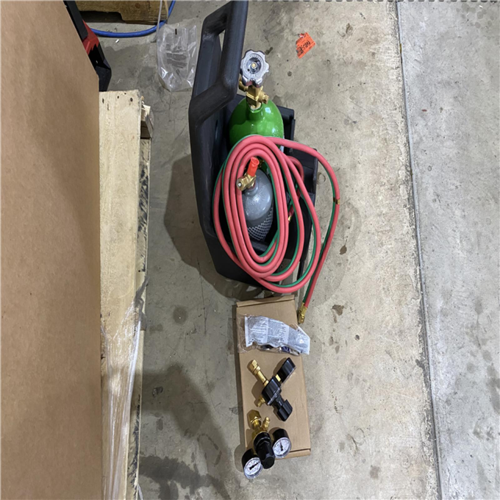 Houston location AS-IS Lincoln Electric Port-a-Torch Kit with Oxygen and Acetylene Tanks and 3/16 in. X 12 Ft. Hose  for Cutting Welding and Brazing