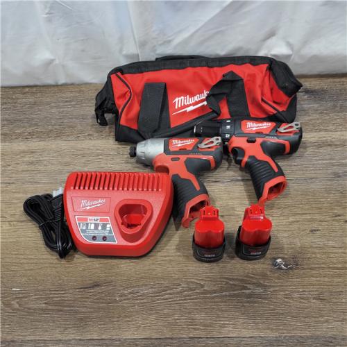 AS-IS M12 12V Lithium-Ion Cordless Drill Driver/Impact Driver Combo Kit with Two 1.5Ah Batteries, Charger and Bag (2-Tool)