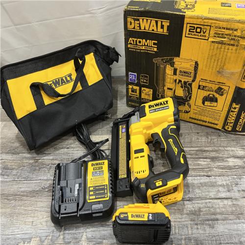 AS-IS DEWALT ATOMIC 20V MAX Lithium Ion Cordless 23 Gauge Pin Nailer Kit with 3.0Ah Battery and Charger