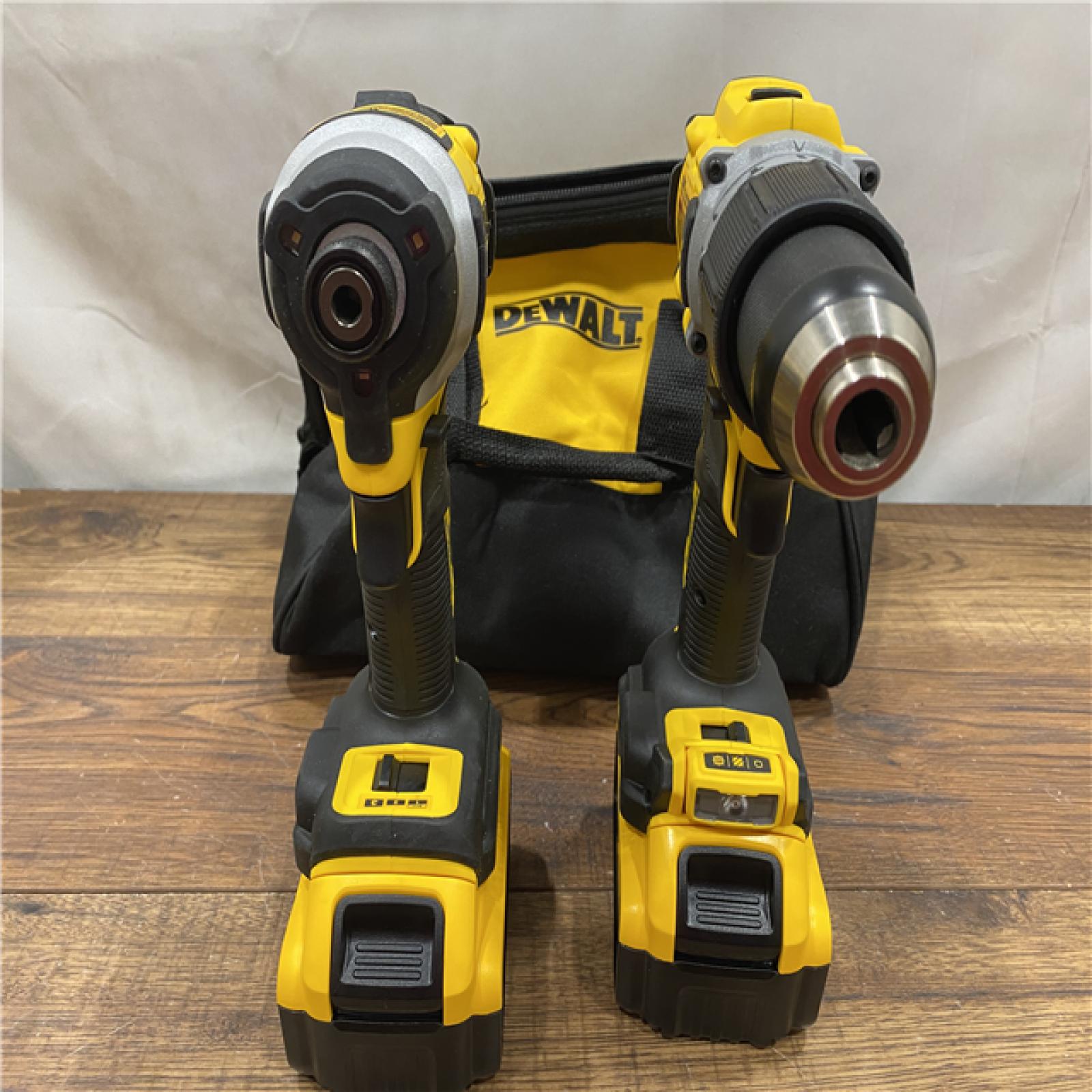 AS IS DEWALT 20V MAX XR Hammer Drill and ATOMIC Impact Driver 2 Tool Cordless Combo Kit with (2) 4.0Ah Batteries, Charger, and Bag