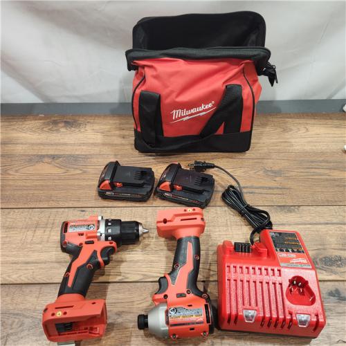 AS-IS M18 18-Volt Lithium-Ion Brushless Cordless Compact Hammer Drill/Impact Combo Kit (2-Tool) with (2) Batteries, Bag